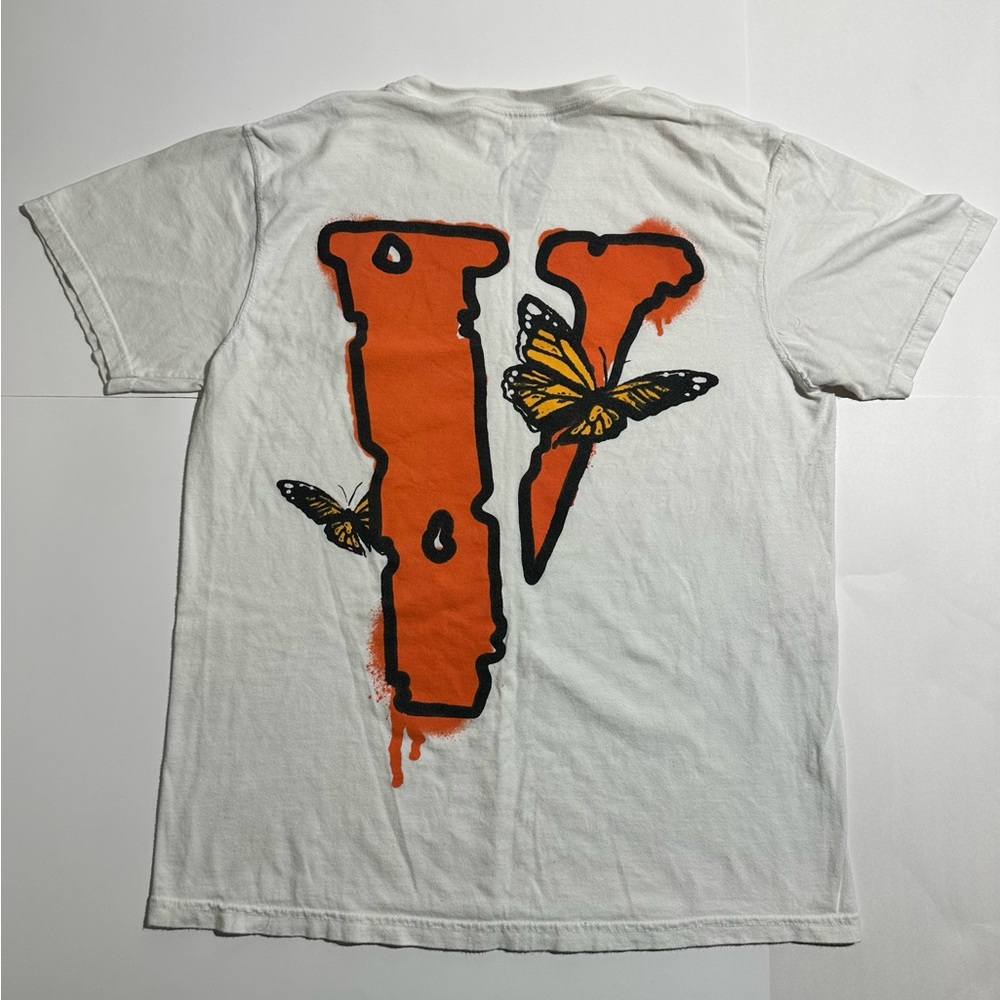 White Vlone / Juice Wrld Legends Never Die T-Shirt with Orange Graphic